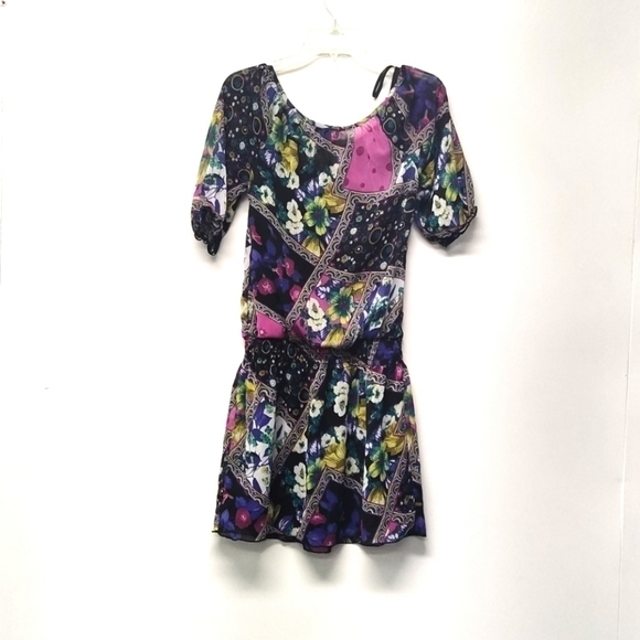 A. Byer Girls dress Size: S sheer multi color long waist.- - Picture 2 of 5